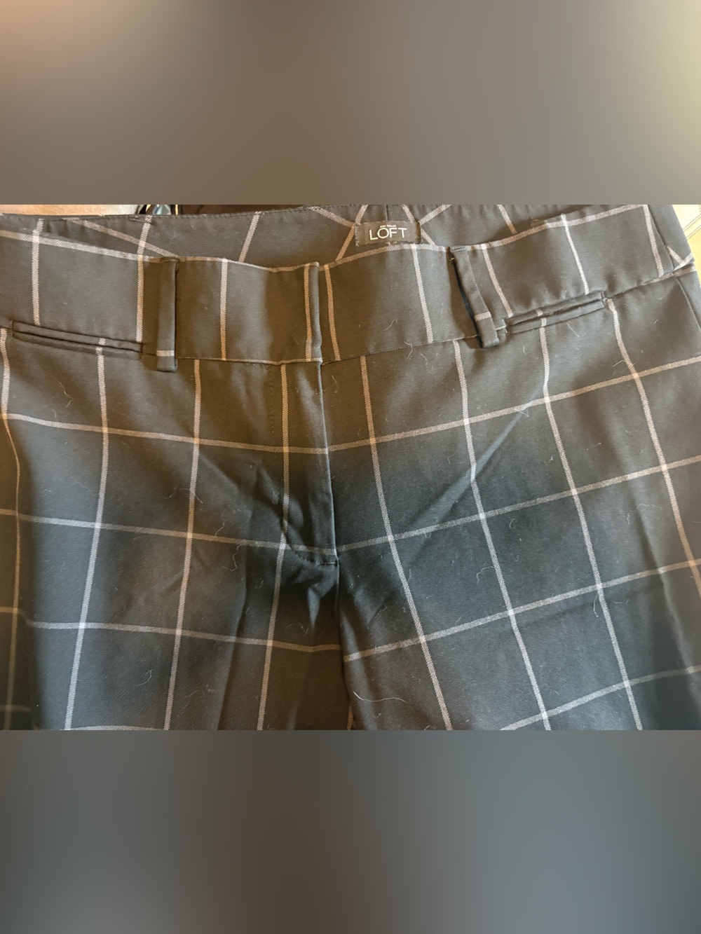 LOFT Black Pants with White Windowpane Check